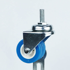 50mm Diameter Twin Wheel Casters Threaded Stem Blue PVC Light Duty Casters Low Profile