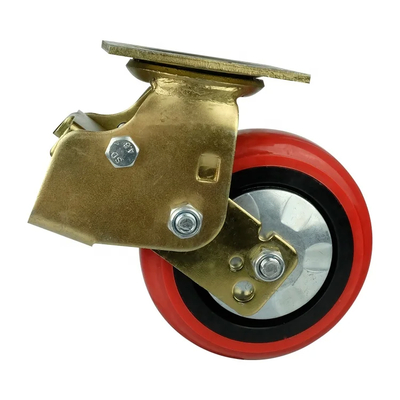 Heavy Duty Zinc Painted Casters With Polyurethane Wheels Up To 837lbs Load Capacity Dual Ball Bearings