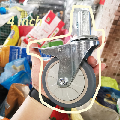 4 Inch Food Cart Heavy Duty Trolley Wheels Without Brake TPR Grip ring stem swivel food service cart casters