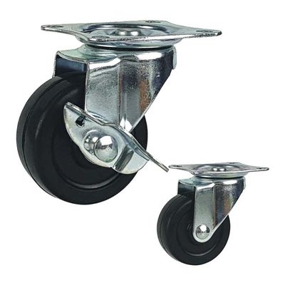40kg Loading 2.5inch Rubber Light Duty Casters With Side Brake
