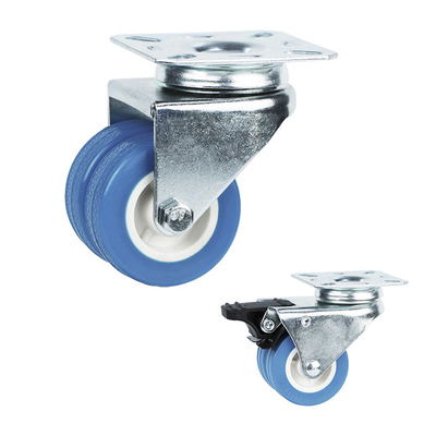 Zinc Plated Steel Caster Wheels With Total Lock Brake Swivel Radius 2-4 Inches