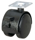 Black Zinc Plated 1-3/4 Inch Furniture Casters Threaded Stem Mounting Type