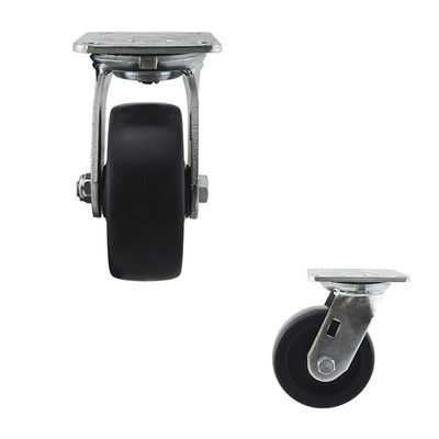 5" Black Wheel Swivel Plate Heavy Duty Casters Steel Brackets