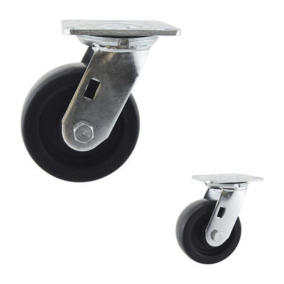 5" Black Wheel Swivel Plate Heavy Duty Casters Steel Brackets
