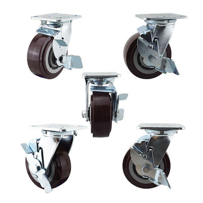 Polyurethane 506LBS Side Lock Swivel Wheels With Ball Bearing
