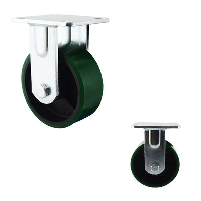 300kg Iron PU Fixed Plate  5 Inch Swivel Casters Double Ball Bearing