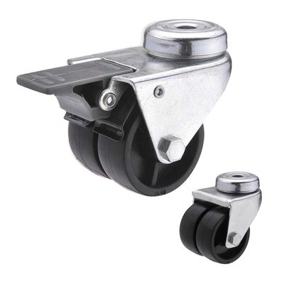 Solid 2" Black PP Wheels 154lbs Capacity Dual Wheel Industrial Casters