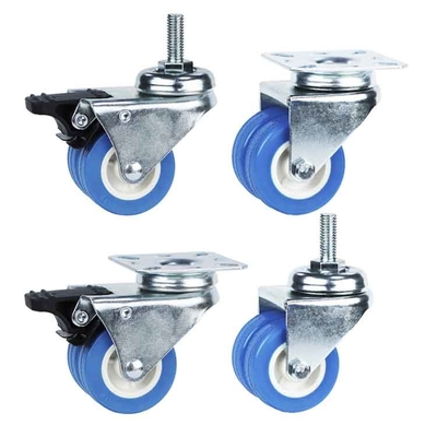 PVC 154lbs Loading 50mm Threaded Stem Casters With Brakes For Washing Machines