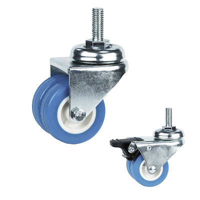 PVC 154lbs Loading 50mm Threaded Stem Casters With Brakes For Washing Machines