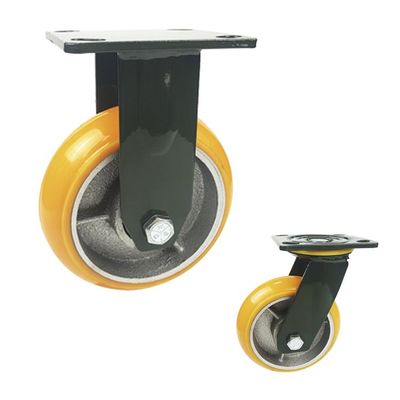 PU 8 Inch Swivel Caster Wheels , 380kg Capacity Orange Caster Wheels