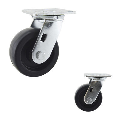 5" Black Wheel Swivel Plate Heavy Duty Casters Steel Brackets
