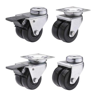Solid 2" Black PP Wheels 154lbs Capacity Dual Wheel Industrial Casters