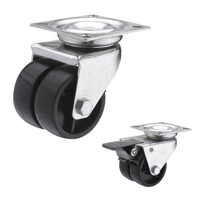 Solid 2" Black PP Wheels 154lbs Capacity Dual Wheel Industrial Casters