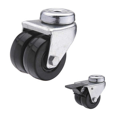Solid 2" Black PP Wheels 154lbs Capacity Dual Wheel Industrial Casters